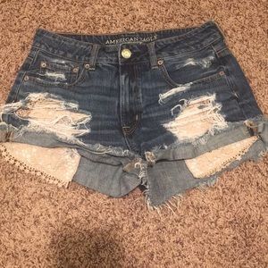 American Eagle Jean Shorts with Crochet Pockets